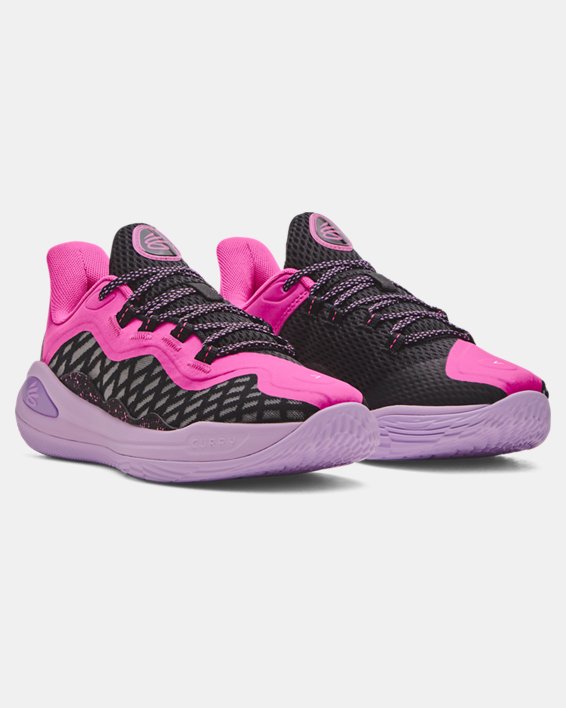 Grade School Curry 11 'Girl Dad' Basketball Shoes in Pink image number 3